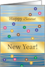 Belated New Year Greetings Colorful Abstract card