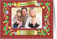 Custom Photo Happy Holidays Family Knows no Distance card