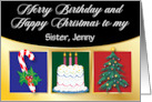 Custom Name Sister Birthday Christmas Cake card