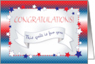 Congratulations Receiving USA Military Gift Quilt card