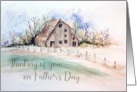 Bereaved Father’s Day Rustic Watercolor Barn card