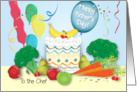 Father’s Day Chef Fruits Veggies Cake Balloons card