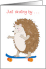 Hedgehog Skateboard Birthday card