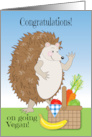 Hedgehog Congratulations Going Vegan Fruit Vegetables card