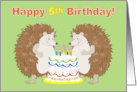 Hedgehog 5th Birthday Decorated Cake card