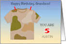 Custom Name Camouflage 5th Birthday Grandson card