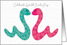 Celebrate World Snake Day July 16 Cartoon Snakes card