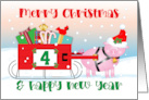 Christmas Four Year Old Child Sleigh Pig Santa Hat card