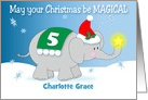 Custom Christmas Name Five Elephant Star Snow card