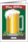 Custom Happy Holidays Bartender Mug of Beer card