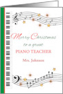 Custom Name Christmas Piano Teacher Keyboards Notes card