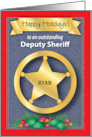 Deputy Sheriff Custom Name Happy Holidays Star card