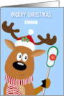 Custom Christmas for Lacrosse Player Reindeer card