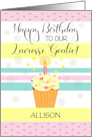 Custom Name Lacrosse Goalie Girl Birthday Cupcake card