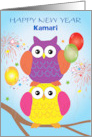 Custom Name Child New Year Owls card