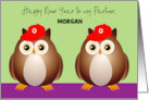 Gay New Year Custom Name Partner Owls card