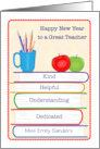 Teacher New Year Custom Name Books Apples card