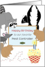 Birthday For Pest Control Cartoon Animals Cupcake card