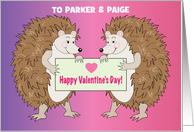 Custom Name Both of You Valentine Hedgehogs card