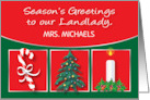 Custom Name Landlady Season’s Greetings card