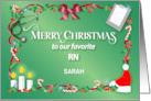 Custom Name RN Registered Nurse Merry Christmas card