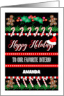 Custom Name Happy Holidays Intern Gingerbread card