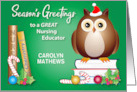 Nursing Educator Custom Season’s Greetings Owl card