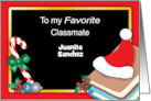 Custom Name Classmate Greetings Textbooks card