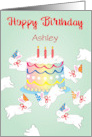 Custom Name Bunny Birthday Cake Candles card