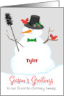 Custom Name Chimney Sweep Snowman card