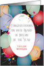 Custom Name Intern Of The Year Award Balloons card