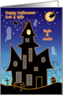 Custom Name Halloween Son Wife Haunted House card