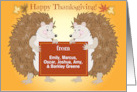 Custom Name Thanksgiving Hedgehog Autumn Leaves card