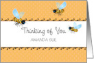 Custom Name Thinking of you Bee Theme card