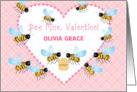 Bee Theme Custom Name Valentine card