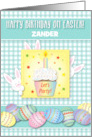 Custom Young Man Easter Birthday Eggs Bunnies card