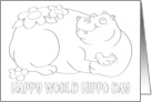 Coloring Card World Hippo Day February 15 card
