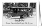 Custom Name School Bus Driver Birthday Vintage card