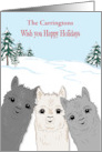 Custom Name Alpacas Happy Holidays card