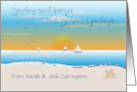 Custom Name Sailing Christmas Beach card