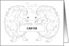 Custom Hedgehogs Valentine Day Coloring Card