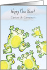 Custom New Year’s Day Jumping Frogs Theme card