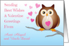 Custom Name Owl Valentine Hearts card