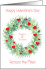 Custom Name Valentine’s Day Across The Miles Wreath card