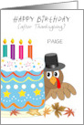 Custom Name After Thanksgiving Birthday Turkey card