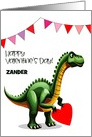 Dinosaur Custom Name Valentine card