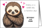 Sloth Custom Name Valentine card