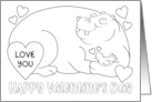 Hippo Valentine Coloring Card