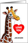 Custom Name Giraffe Valentine card