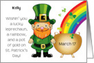 Custom Name St Patrick’s Day Leprechaun Rainbow card